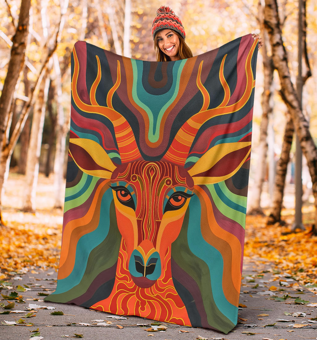 Antelope Blanket, Trippy Psychedelics Antelope Fleece Blanket, Antelope Throw Blanket, Antelope Gifts