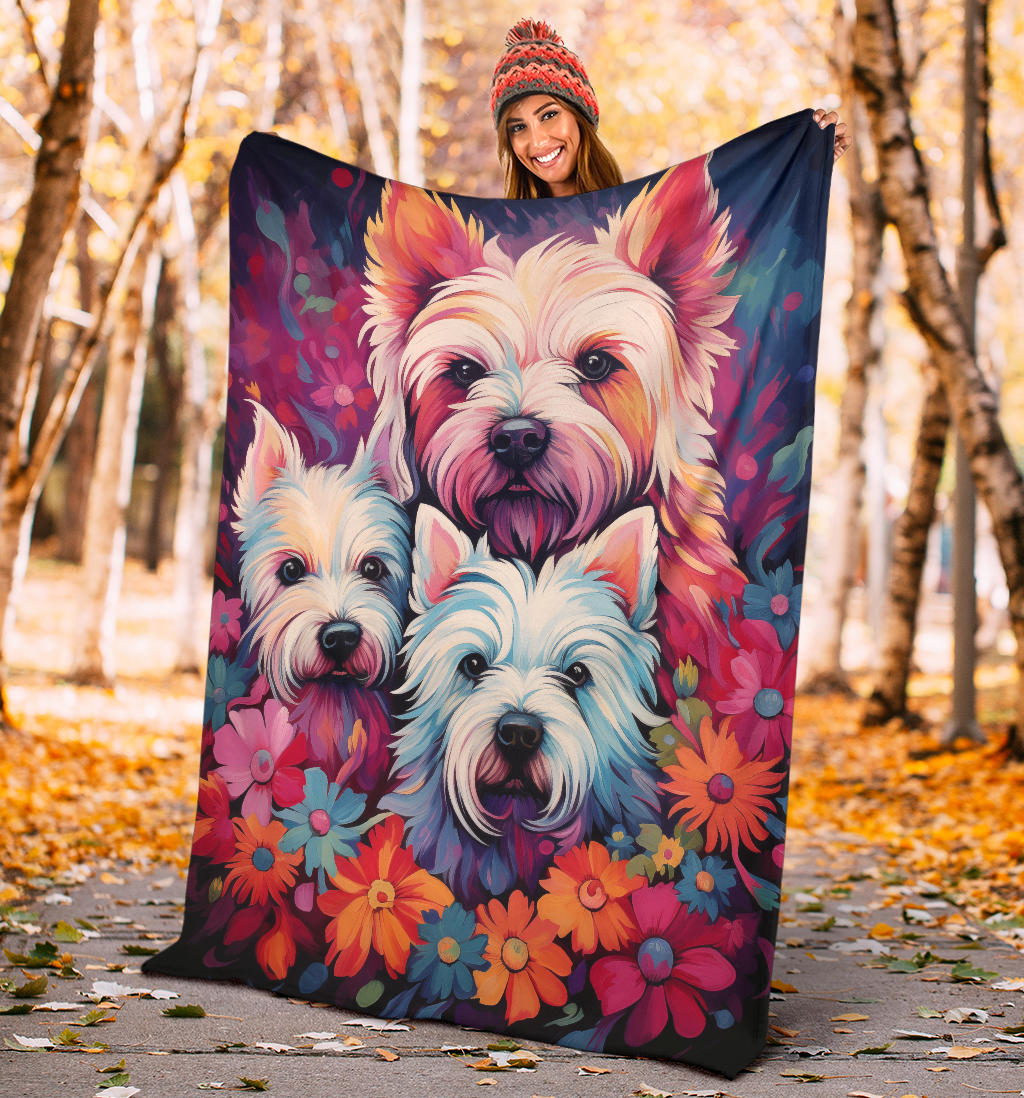 West Highland White Terrier Blanket, Trippy Psychedelics West Highland White Terrier Fleece Blanket, West Highland White Terrier Throw Blanket, West Highland White Terrier Gifts