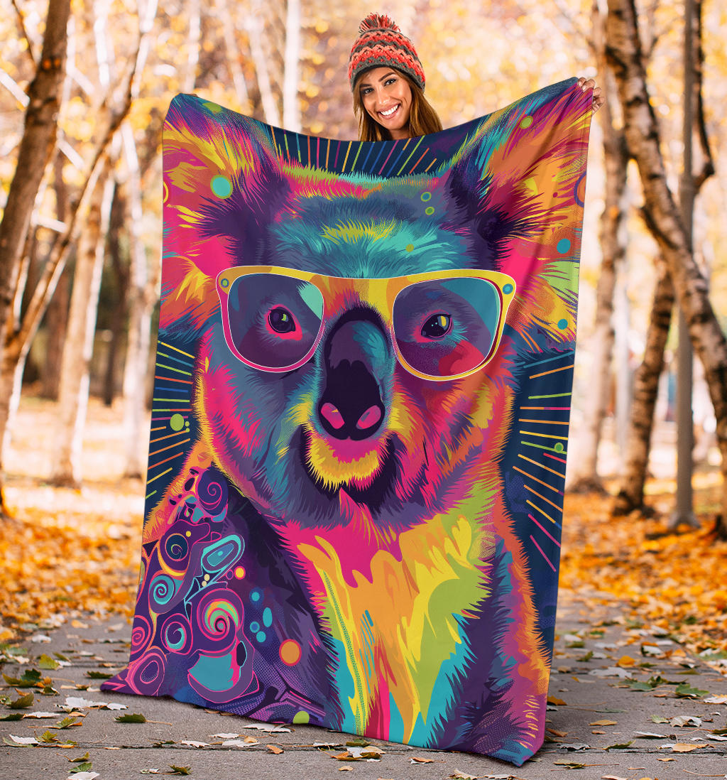 Koala animal Blanket, Trippy Psychedelics Koala animal Fleece Blanket, Koala animal Throw Blanket, Koala animal Gifts