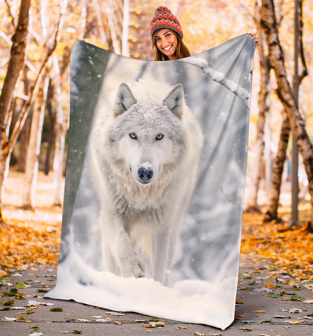 Wolf Blanket Wolf in Winter Blanket