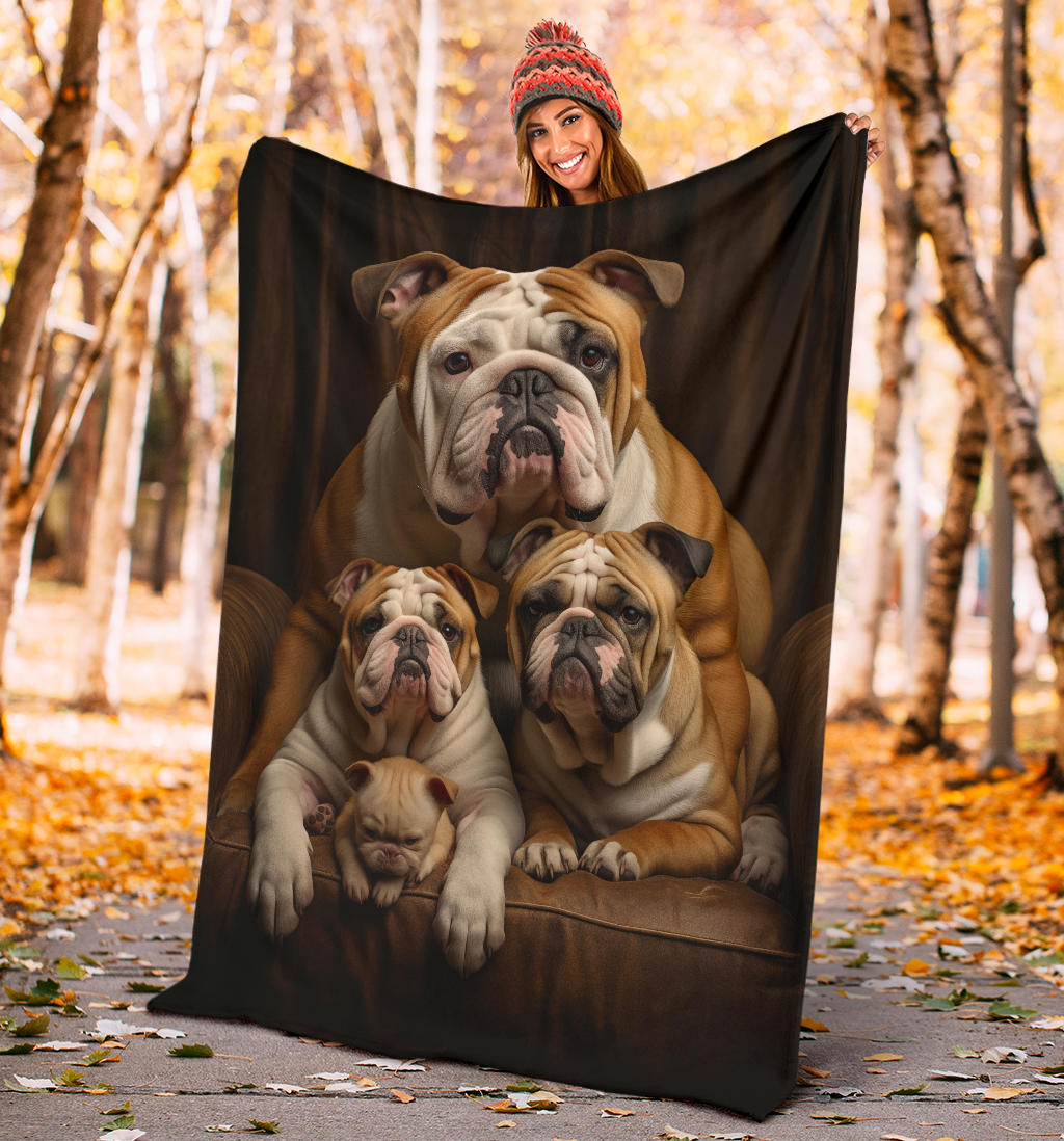 Bulldog Family Blanket, Bulldog Gifts, Bulldog Blanket, Bulldog Throw Blanket