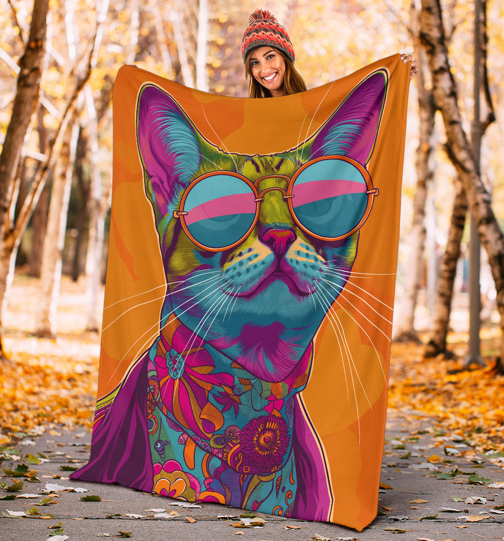 Ocicat Cat Blanket, Trippy Psychedelics Ocicat Cat Fleece Blanket, Ocicat Cat Throw Blanket, Ocicat Cat Gifts