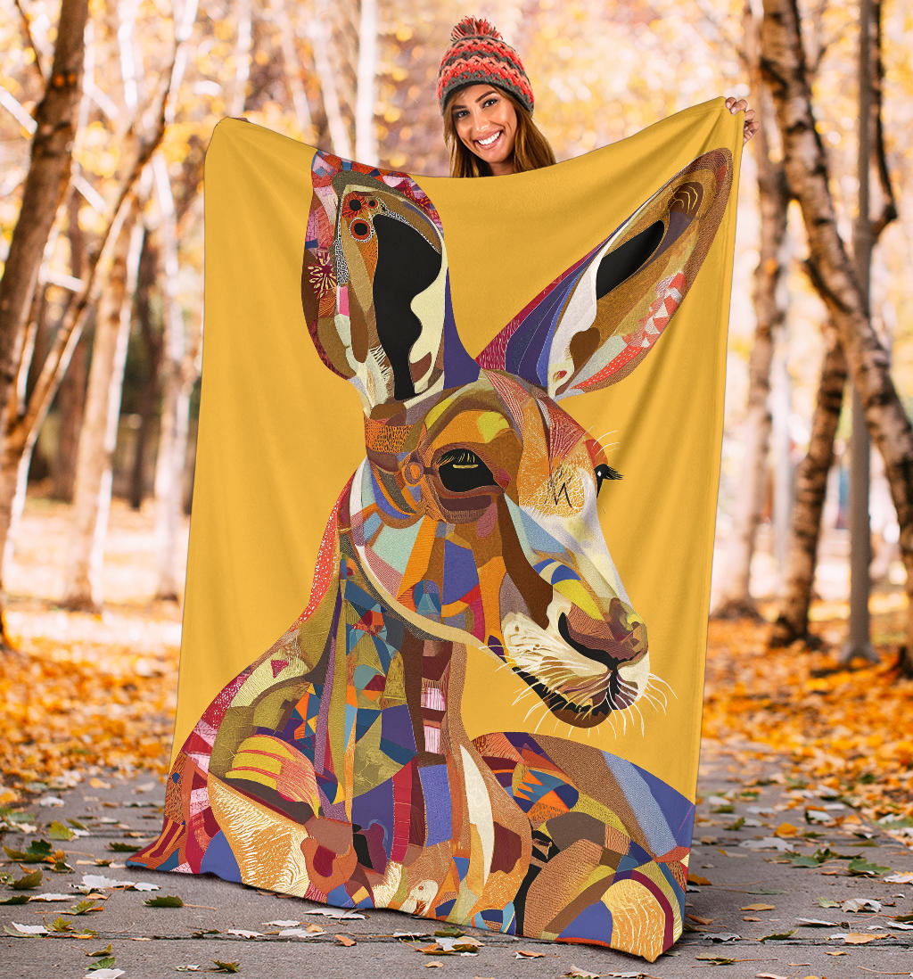 Kangaroo Blanket, Trippy Psychedelics Kangaroo Fleece Blanket, Kangaroo Throw Blanket, Kangaroo Gifts