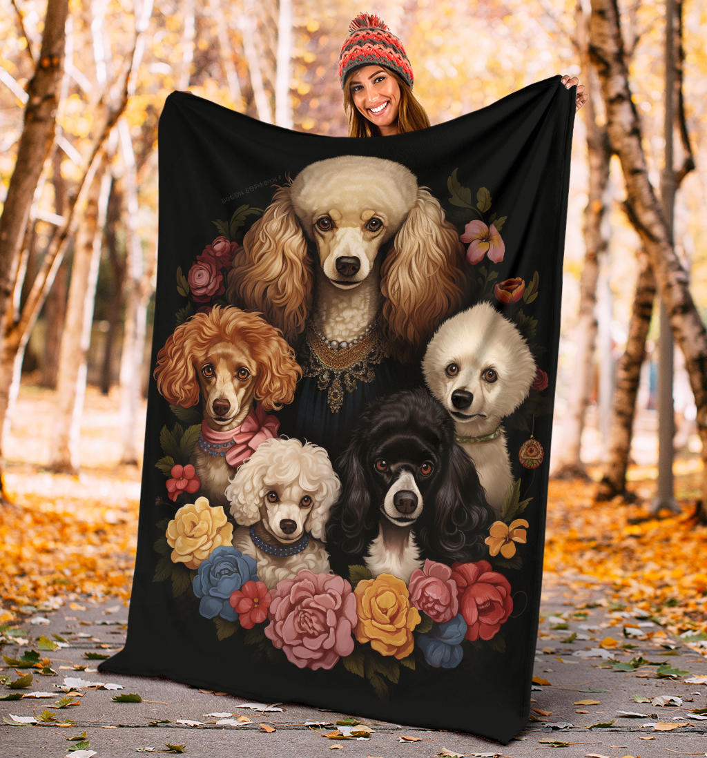 Poodle Family Blanket, Poodle Gifts, Poodle Fleece Blanket, Poodle Throw Blanket