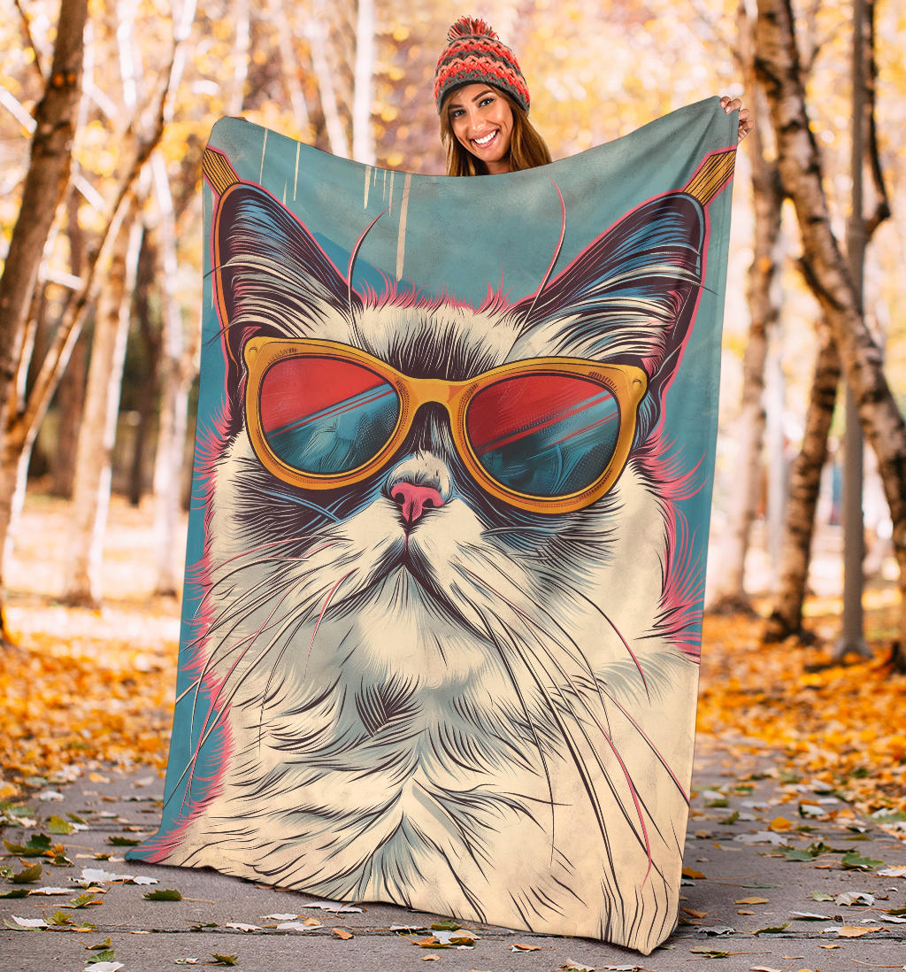 Ragdoll Cat Blanket, Trippy Psychedelics Ragdoll Cat Fleece Blanket, Ragdoll Cat Throw Blanket, Ragdoll Cat Gifts