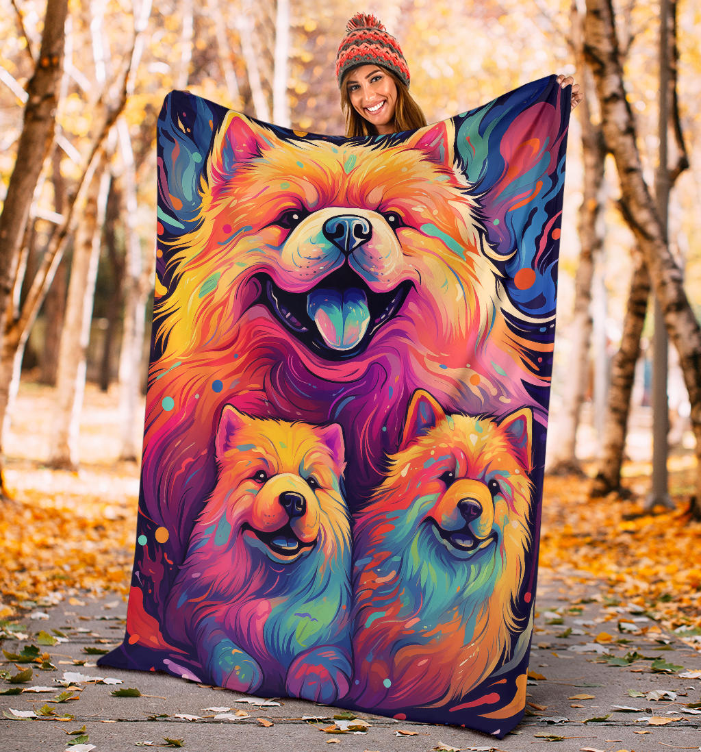 Chow Chow Blanket, Trippy Psychedelics Chow Chow Fleece Blanket, Chow Chow Throw Blanket, Chow Chow Gifts