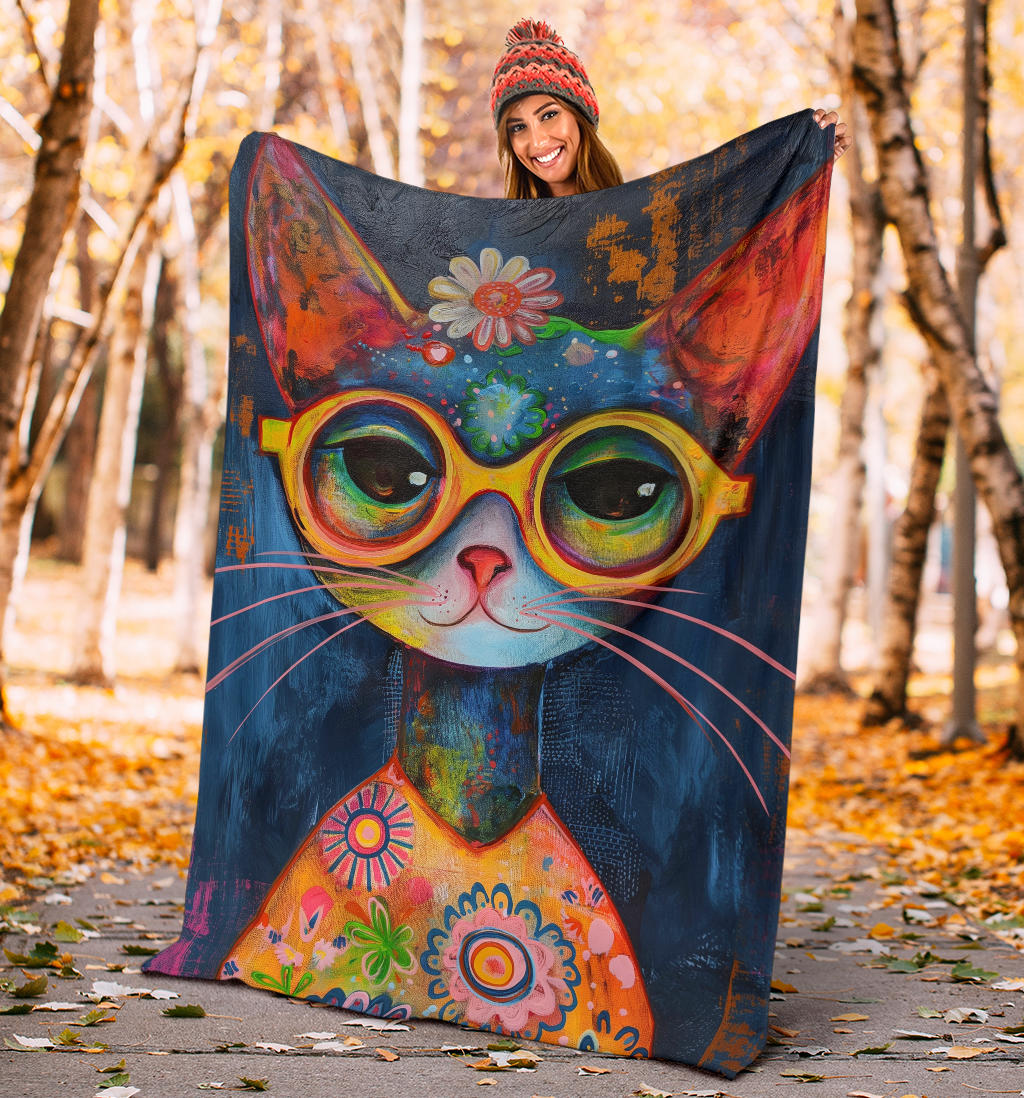 Pixie-bob Cat Blanket, Trippy Psychedelics Pixie-bob Cat Fleece Blanket, Pixie-bob Cat Throw Blanket, Pixie-bob Cat Gifts