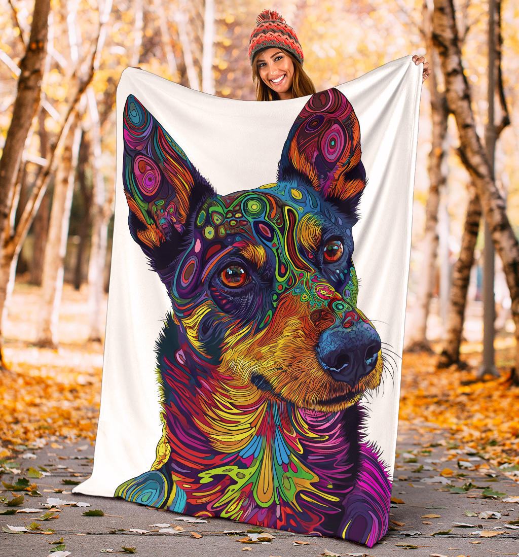 Lancashire Heeler Dog Blanket, Trippy Psychedelics Lancashire Heeler Dog Fleece Blanket, Lancashire Heeler Dog Throw Blanket, Lancashire Heeler Dog Gifts