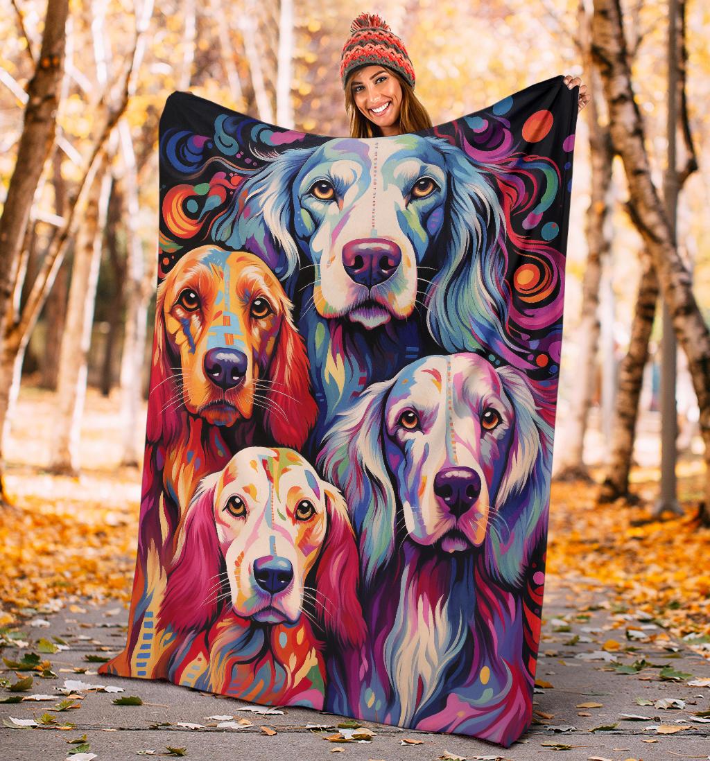 English Setter Blanket, Trippy Psychedelics English Setter Fleece Blanket, English Setter Throw Blanket, English Setter Gifts