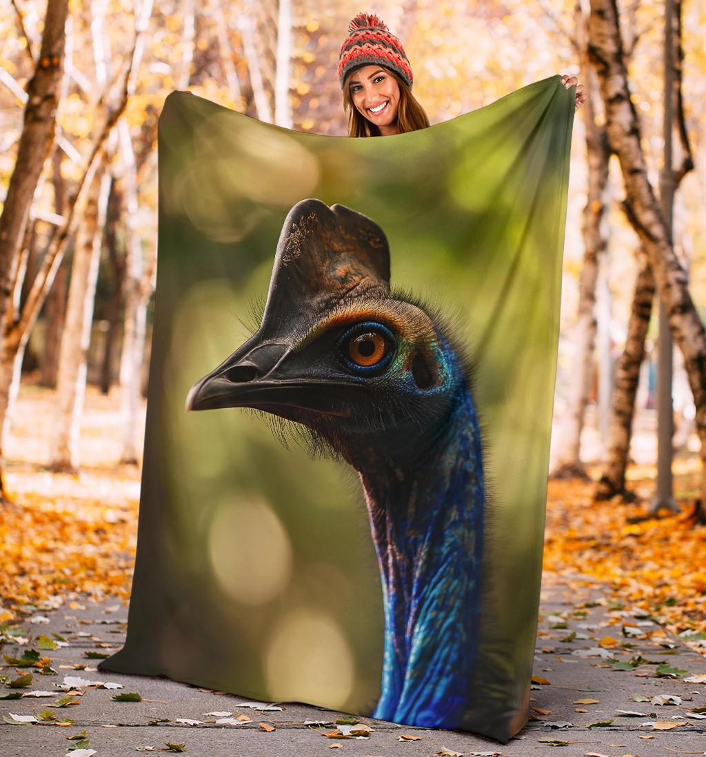 Cassowary Blanket, Trippy Psychedelics Cassowary Fleece Blanket, Cassowary Throw Blanket, Cassowary Gifts