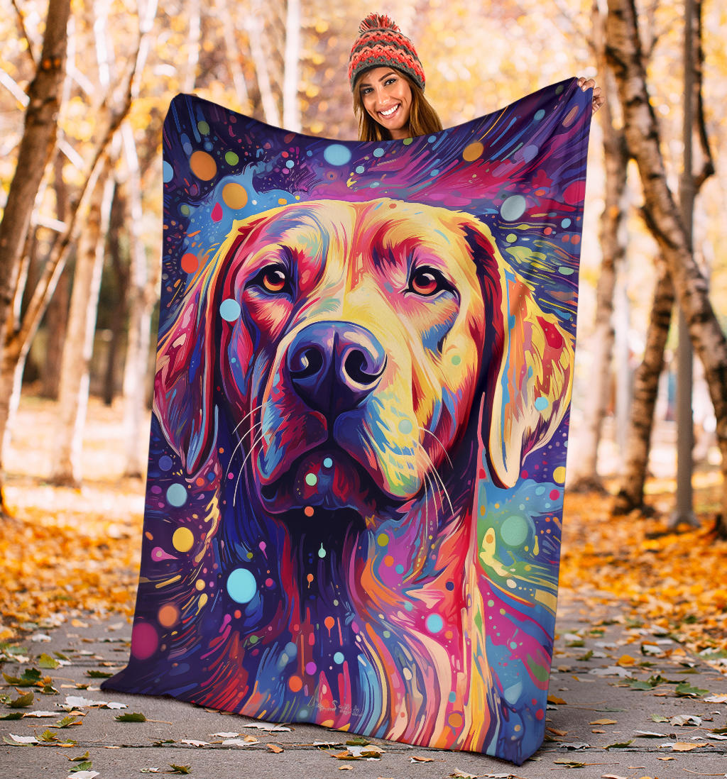 Trippy Psychedelics Labrador Retriever Blanket, Labrador Retriever Throw Blanket, Labrador Retriever Fleece Blanket, Labrador Retriever Gift