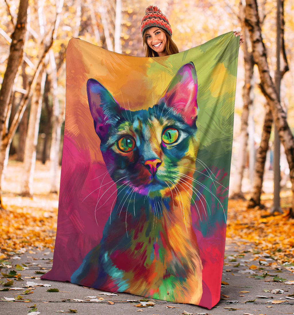 Egyptian Mau cat Blanket, Trippy Psychedelics Egyptian Mau cat Fleece Blanket, Egyptian Mau cat Throw Blanket, Egyptian Mau cat Gifts