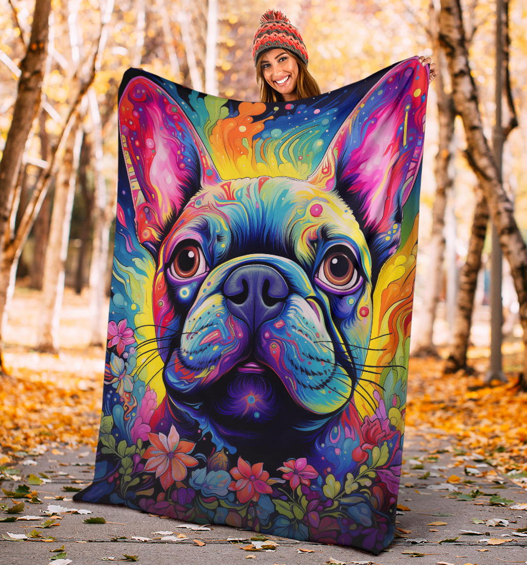 French Bulldog Blanket, French Bulldog Trippy Blanket, French Bulldog Gifts,French Bulldog Throw Blanket