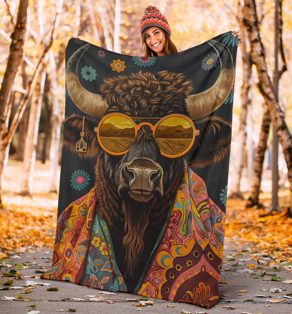 Buffalo Blanket, Trippy Psychedelics Buffalo Fleece Blanket, Buffalo Throw Blanket, Buffalo Gifts