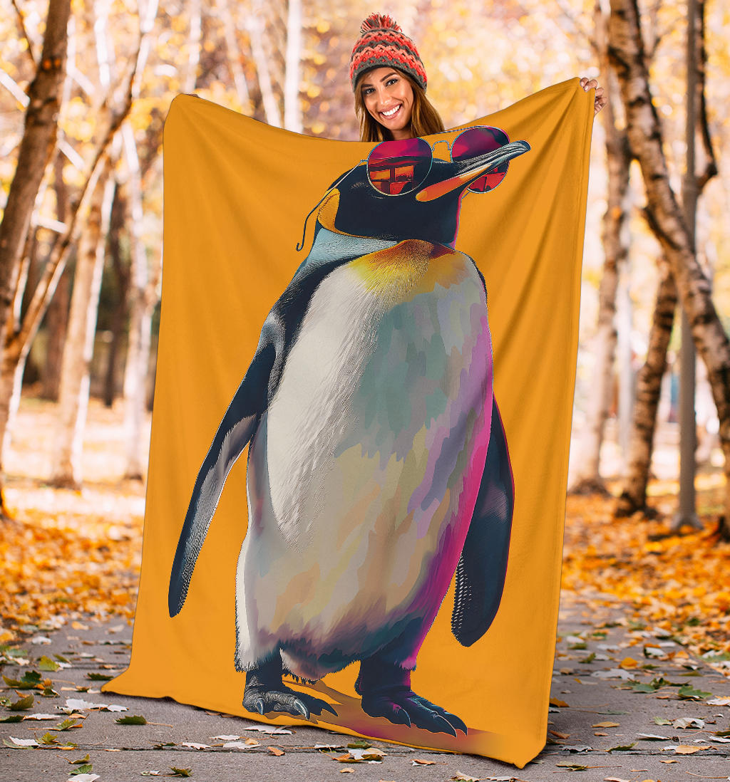 Penguin Blanket, Trippy Psychedelics Penguin Fleece Blanket, Penguin Throw Blanket, Penguin Gifts