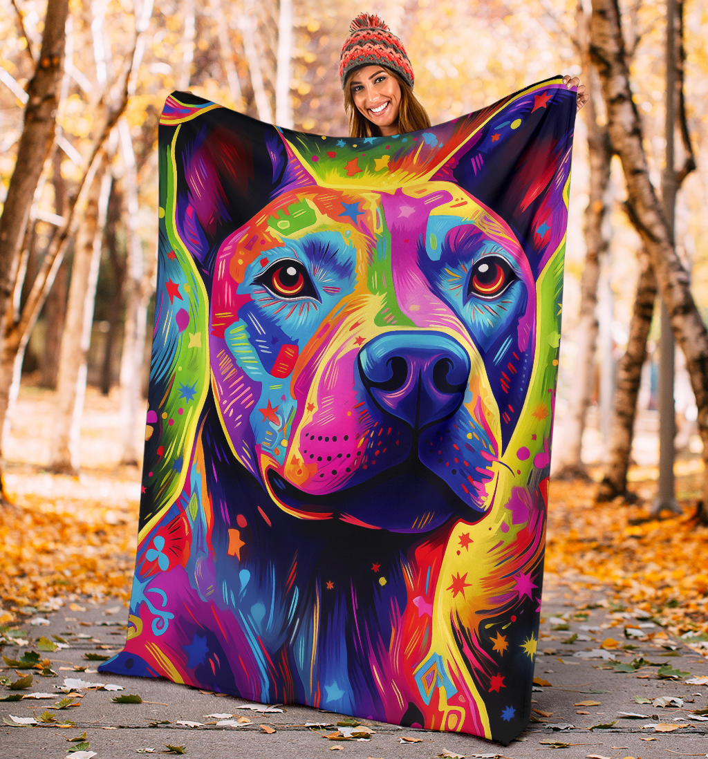 American Pit Bull Blanket, Trippy Psychedelics American Pit Bull Fleece Blanket, American Pit Bull Throw Blanket, American Pit Bull Gifts