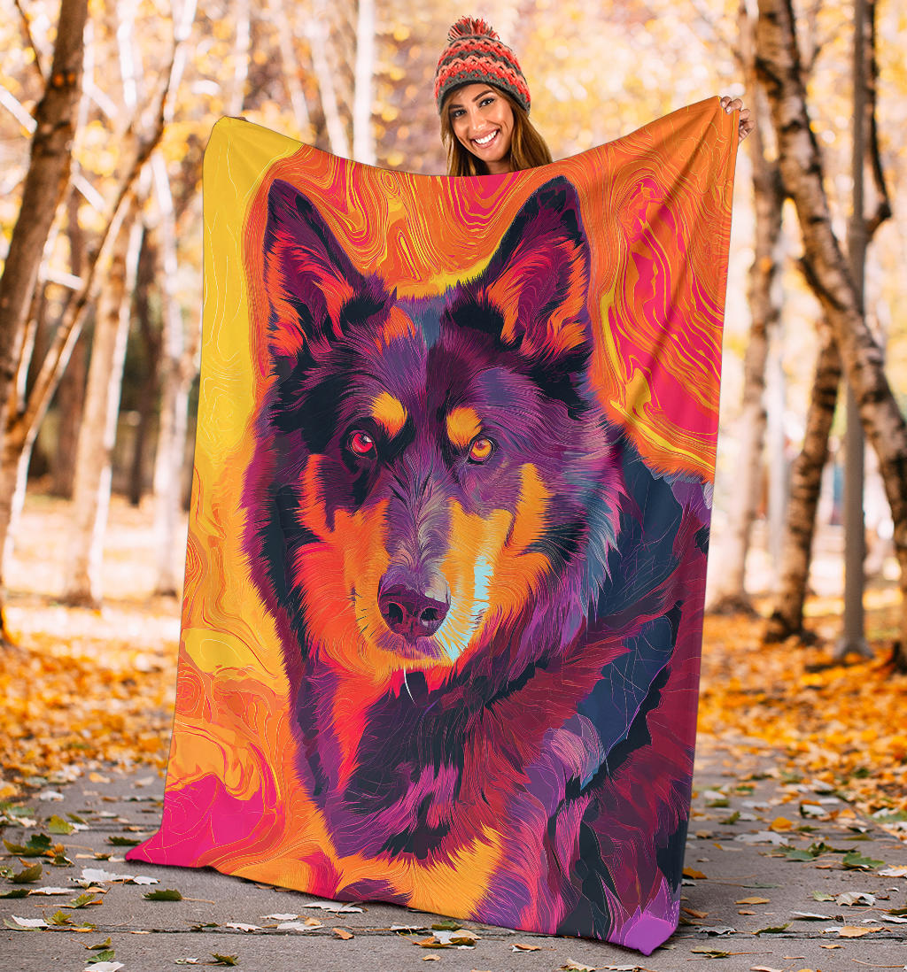 Lapponian Herder Dog Blanket, Trippy Psychedelics Lapponian Herder Dog Fleece Blanket, Lapponian Herder Dog Throw Blanket, Lapponian Herder Dog Gifts