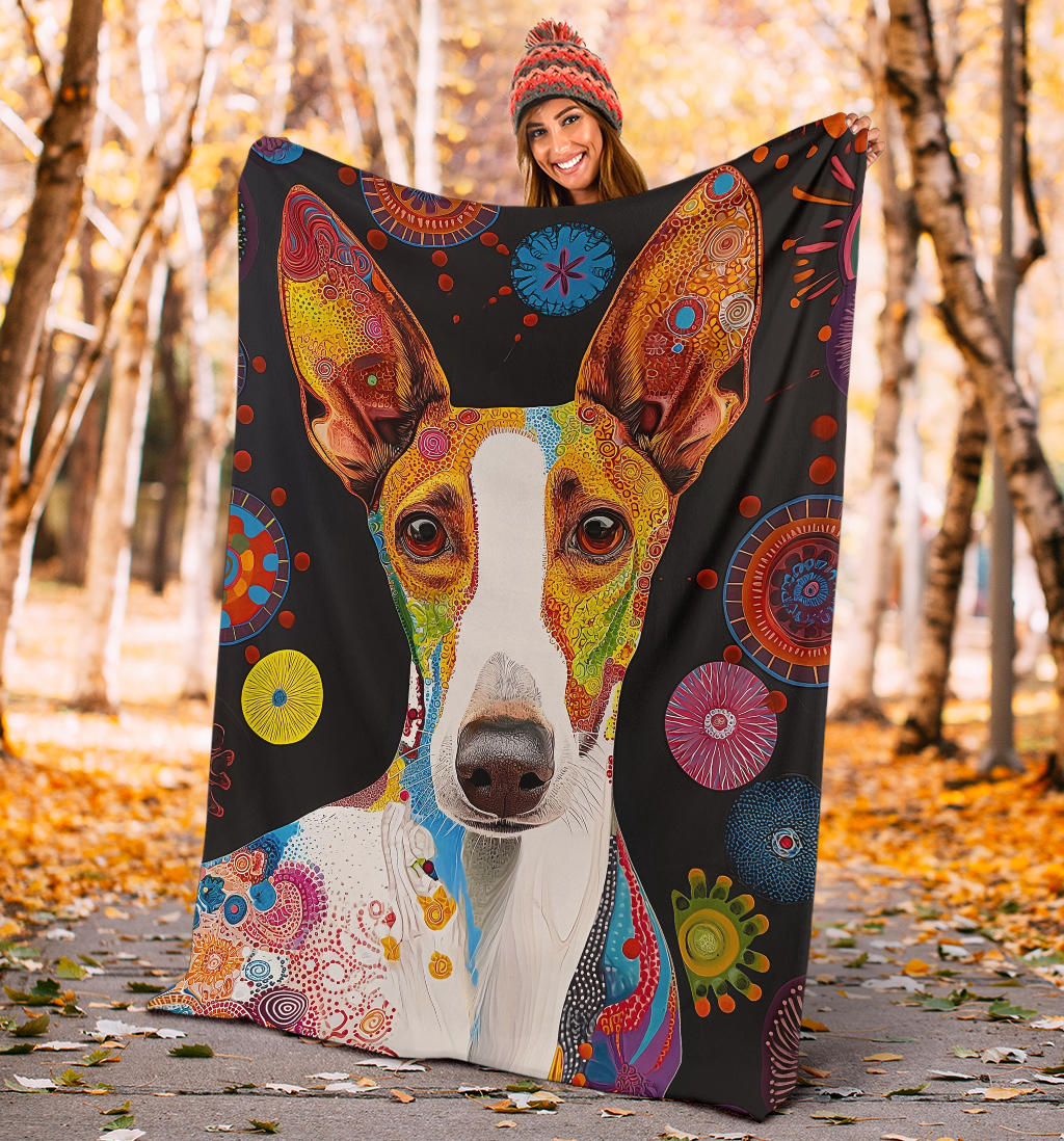 Ibizan Hound Blanket, Trippy Psychedelics Ibizan Hound Fleece Blanket, Ibizan Hound Throw Blanket, Ibizan Hound Gifts