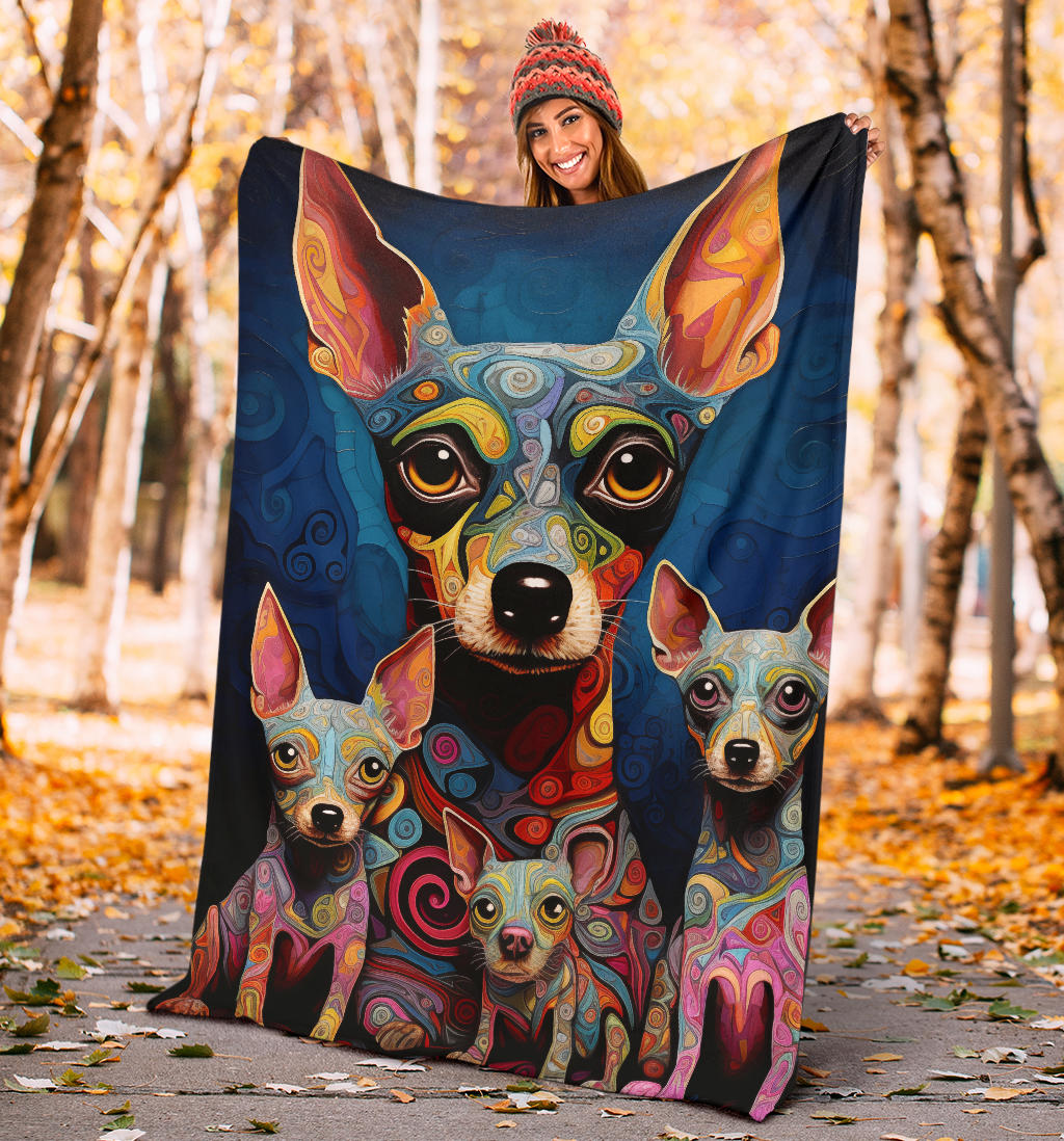 Rat Terrier Blanket, Trippy Psychedelics Rat Terrier Fleece Blanket, Rat Terrier Throw Blanket, Rat Terrier Gifts