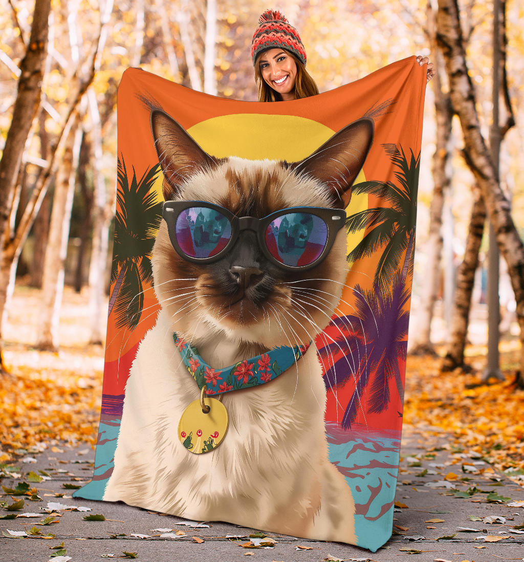 Balinese cat Blanket, Trippy Psychedelics Balinese cat Fleece Blanket, Balinese cat Throw Blanket, Balinese cat Gifts