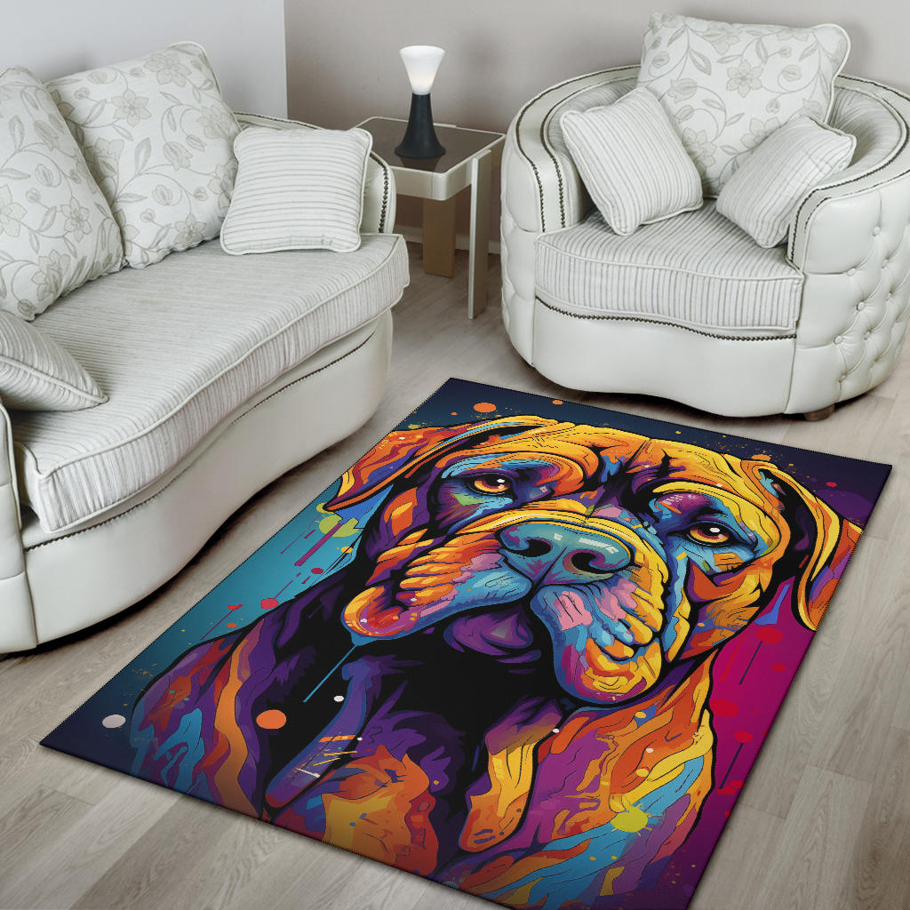 Bullmastiff Area Rug, Bullmastiff Trippy Rug, Bullmastiff Gifts, Bullmastiff Decor