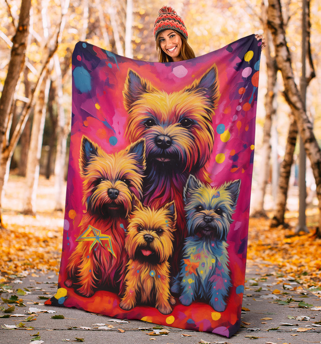 Cairn Terrier Blanket, Trippy Psychedelics Cairn Terrier Fleece Blanket, Cairn Terrier Throw Blanket, Cairn Terrier Gifts