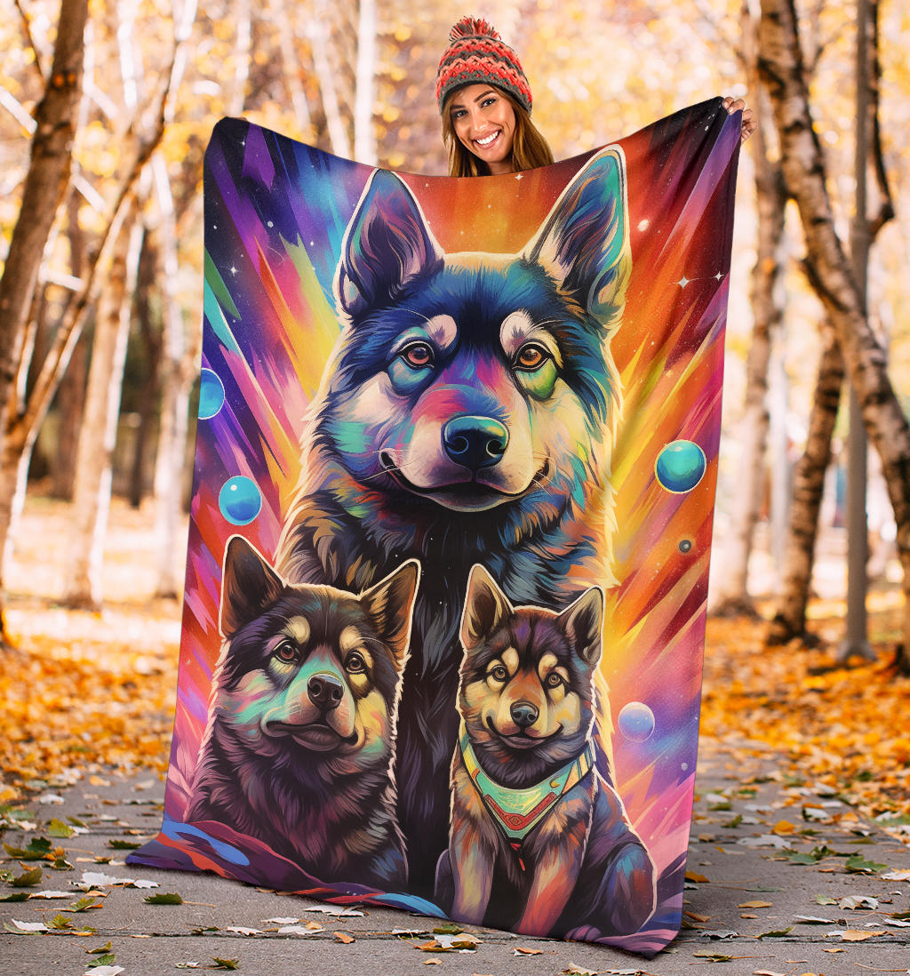 Norwegian Elkhound Blanket, Trippy Psychedelics Norwegian Elkhound Fleece Blanket, Norwegian Elkhound Throw Blanket, Norwegian Elkhound Gifts