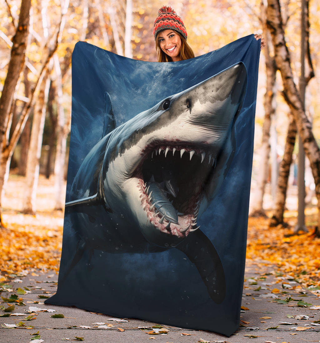 Great White Shark Blanket, Shark Throw Blanket, Shark Fleece Blanket, Shark Gifts, Custom Shark Blanket