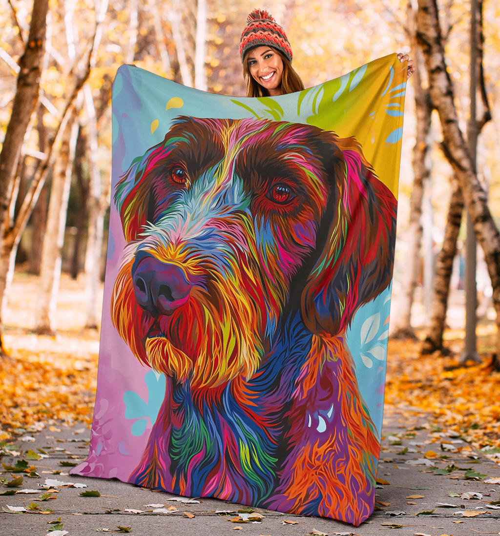 German Wirehaired Pointer Blanket, Trippy Psychedelics German Wirehaired Pointer Fleece Blanket, German Wirehaired Pointer Throw Blanket, German Wirehaired Pointer Gifts