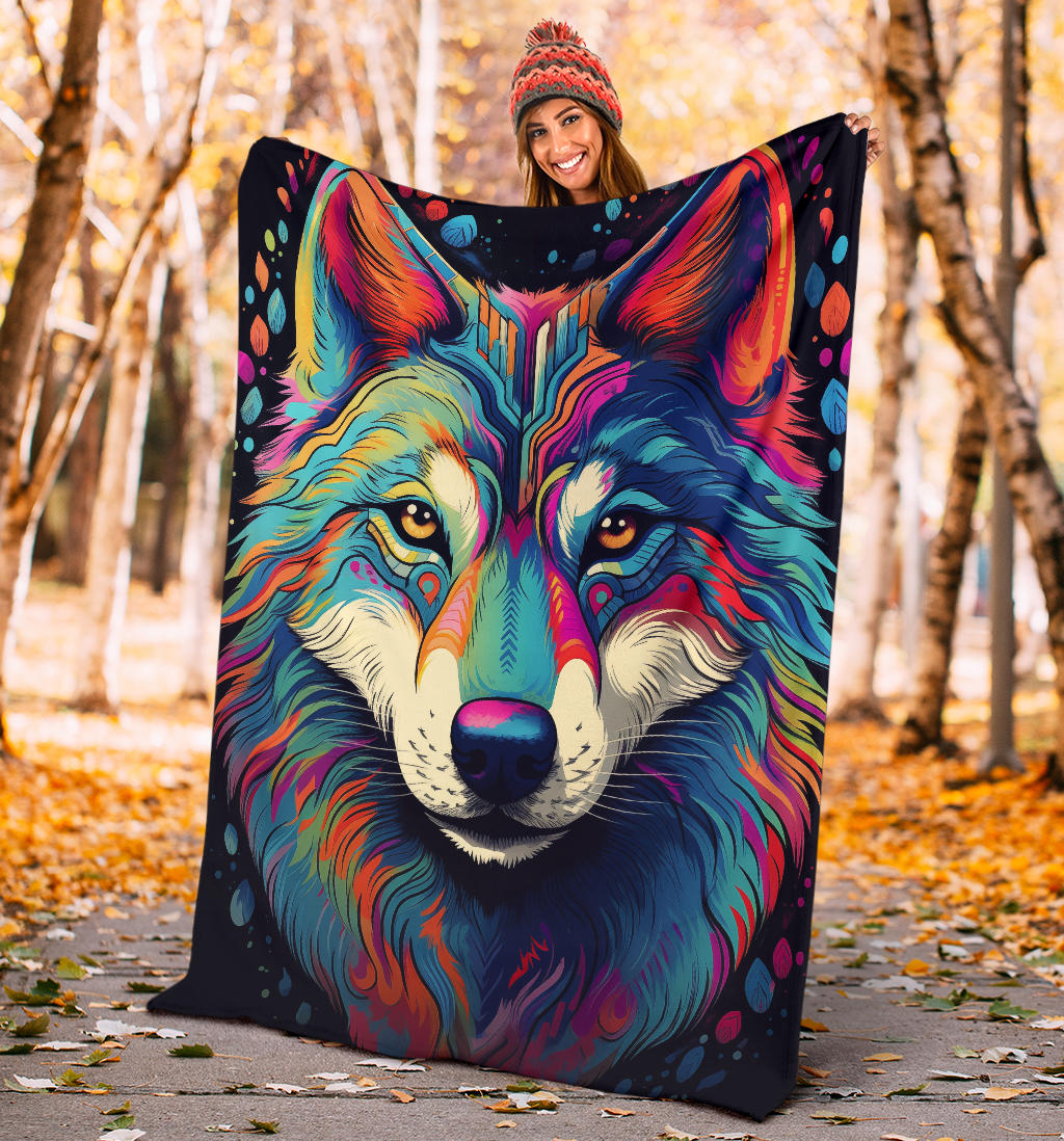 Trippy Psychedelics Siberian Husky Blanket, Siberian Husky Fleece Blanket, Siberian Husky Throw Blanket, Siberian Husky Gifts