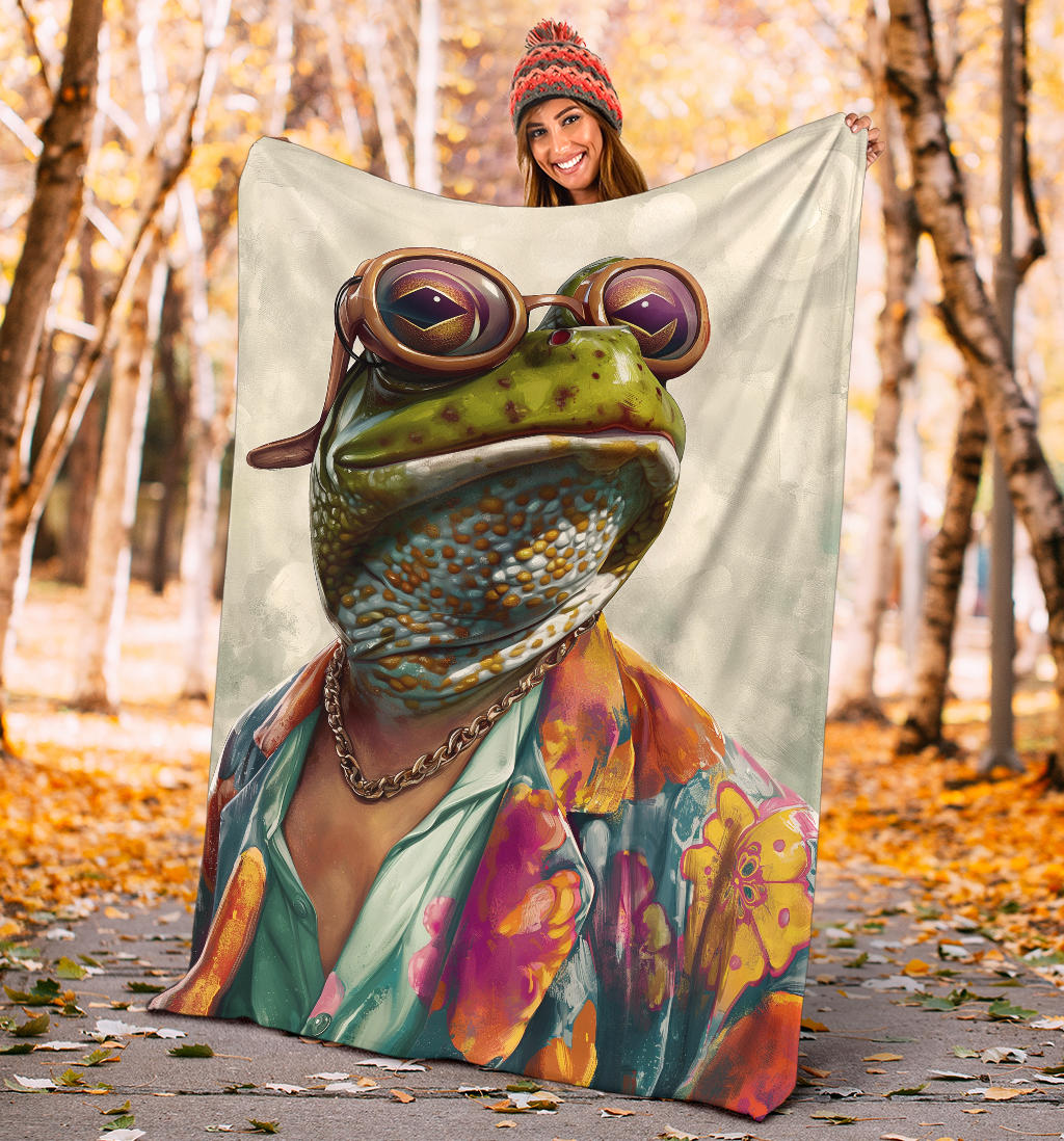 Frog Blanket, Trippy Psychedelics Frog Fleece Blanket, Frog Throw Blanket, Frog Gifts