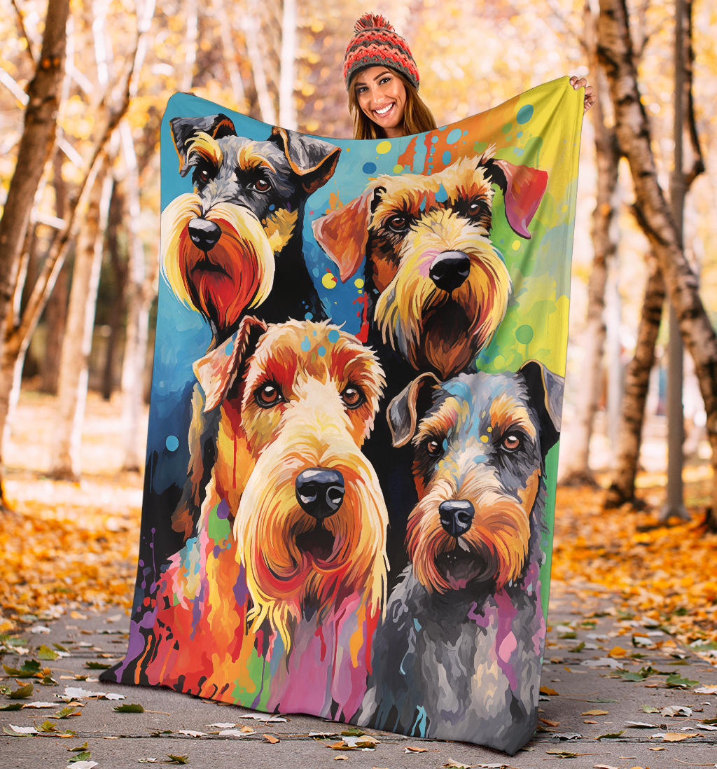 Welsh Terrier Blanket, Trippy Psychedelics Welsh Terrier Fleece Blanket, Welsh Terrier Throw Blanket, Welsh Terrier Gifts