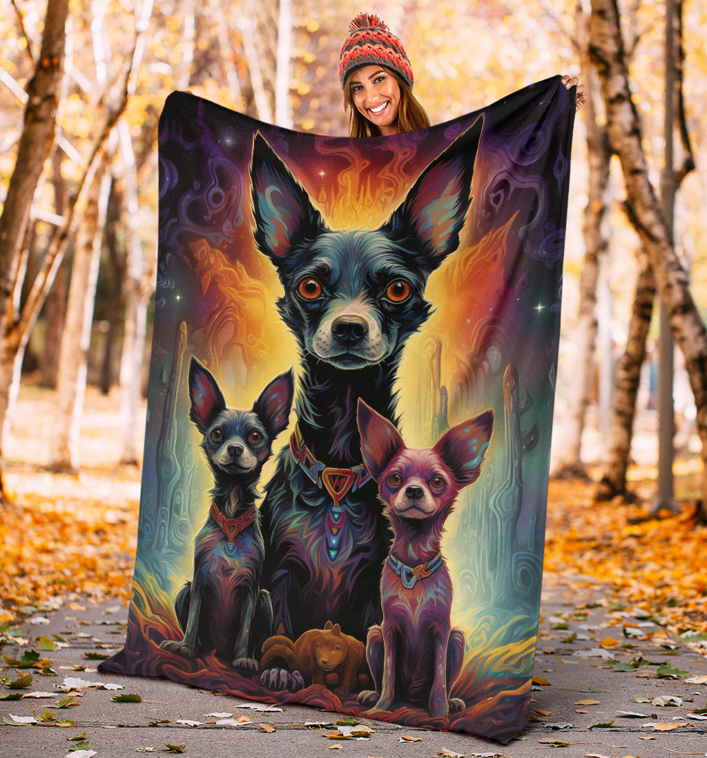 Rat Terrier Blanket, Trippy Psychedelics Rat Terrier Fleece Blanket, Rat Terrier Throw Blanket, Rat Terrier Gifts