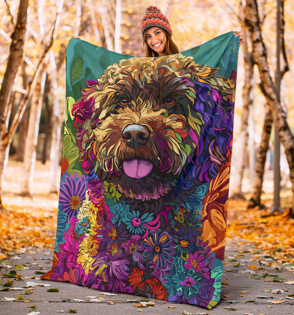 Lagotto Romagnolo Dog Blanket, Trippy Psychedelics Lagotto Romagnolo Dog Fleece Blanket, Lagotto Romagnolo Dog Throw Blanket, Lagotto Romagnolo Dog Gifts