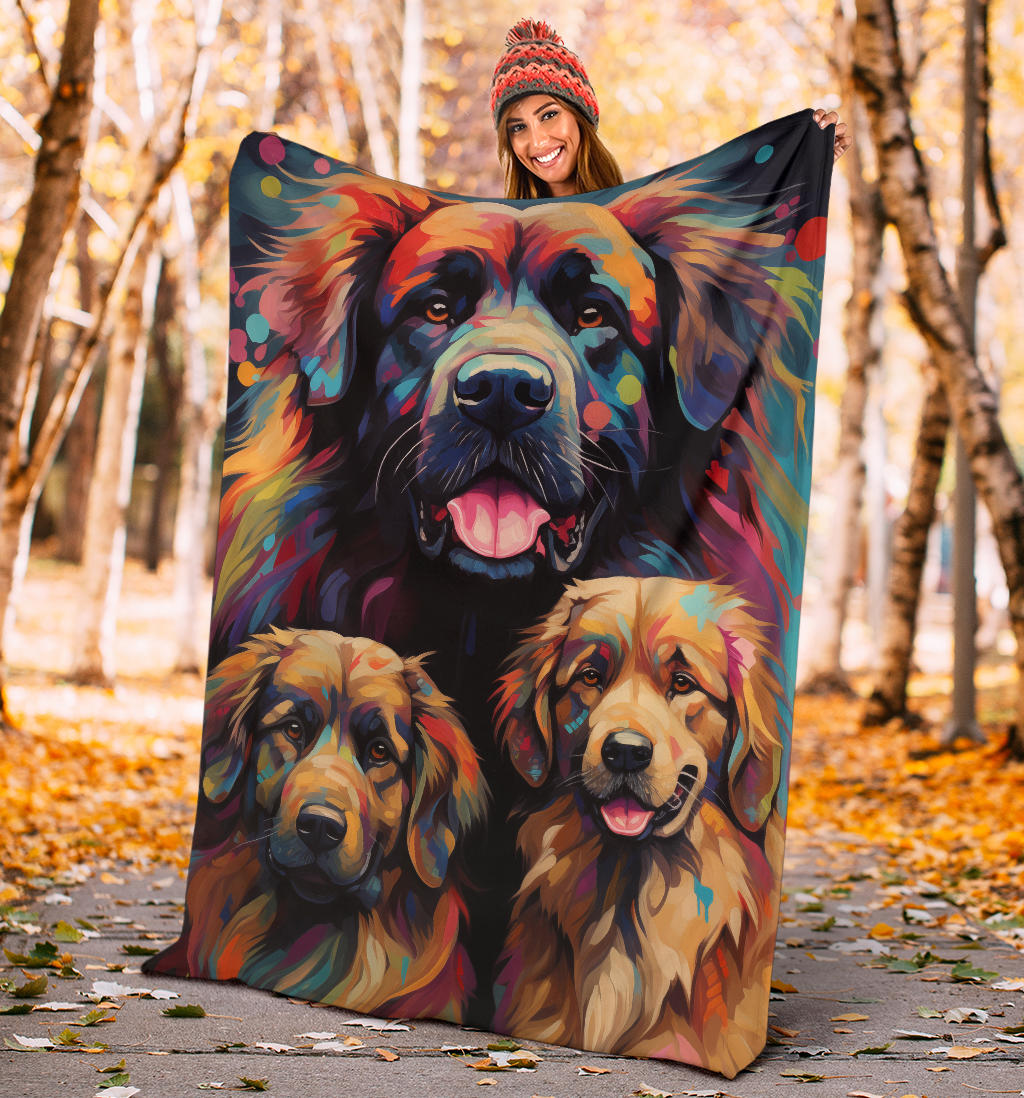 Leonberger Blanket, Trippy Psychedelics Leonberger Fleece Blanket, Leonberger Throw Blanket, Leonberger Gifts