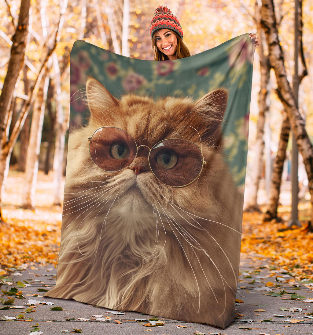 Persian Cat Blanket, Trippy Psychedelics Persian Cat Fleece Blanket, Persian Cat Throw Blanket, Persian Cat Gifts