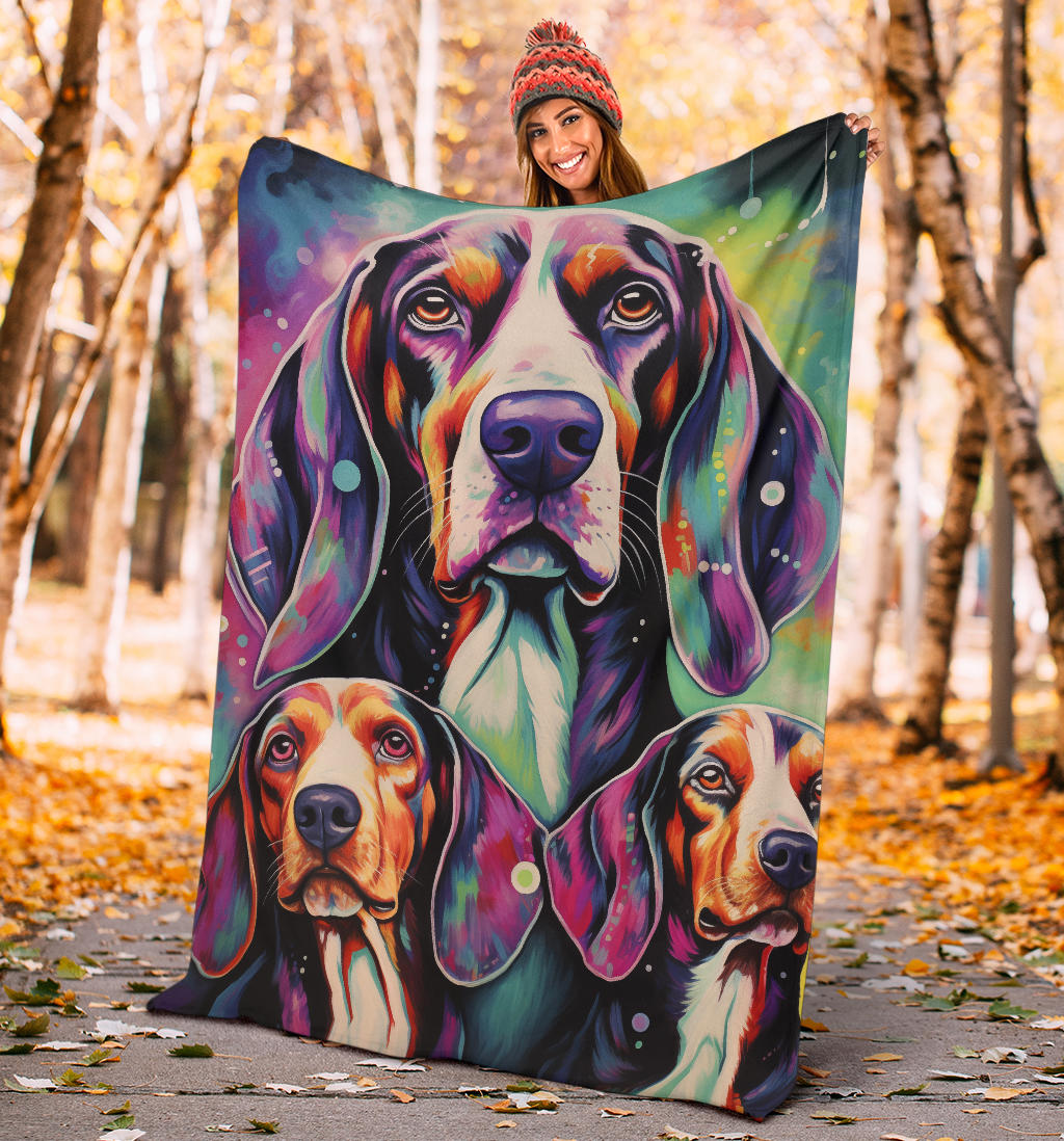 Treeing Walker Coonhound Blanket, Trippy Psychedelics Treeing Walker Coonhound Fleece Blanket, Treeing Walker Coonhound Throw Blanket, Treeing Walker Coonhound Gifts