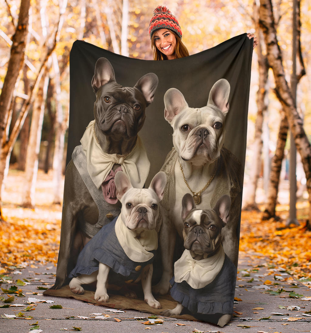 French Bulldog Family Blanket, French Bulldog Throw Blanket, French Bulldog Gifts, French Bulldog Fleece Blanket