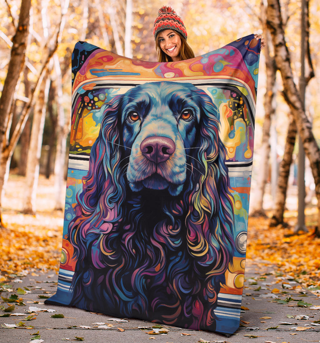 Cocker Spaniel Blanket, Cocker Spaniel Trippy Psychedelics Blanket, Cocker Spaniel Gifts, Cocker Spaniel Throw Blanket