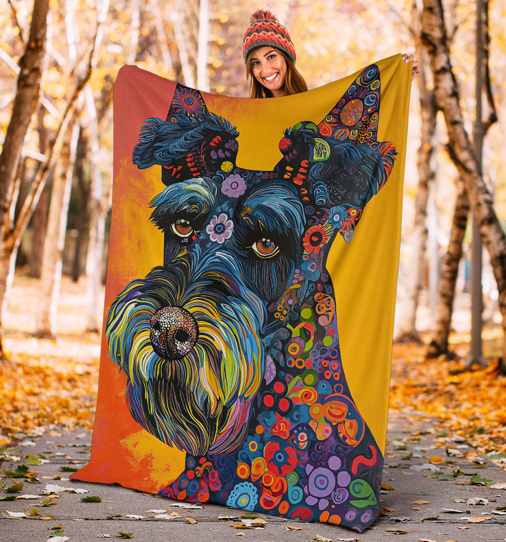 Kerry Blue Terrier Blanket, Trippy Psychedelics Kerry Blue Terrier Fleece Blanket, Kerry Blue Terrier Throw Blanket, Kerry Blue Terrier Gifts