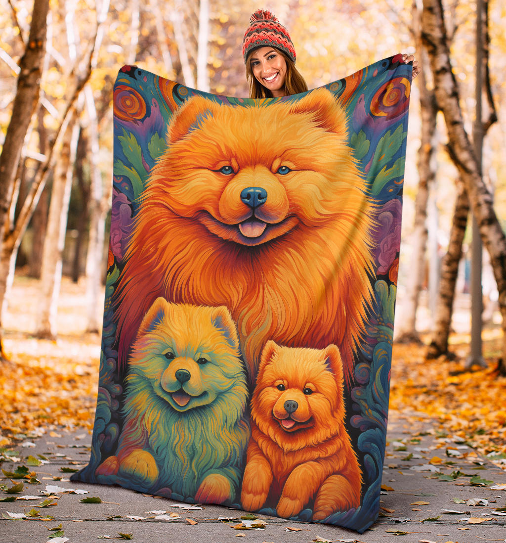 Chow Chow Blanket, Trippy Psychedelics Chow Chow Fleece Blanket, Chow Chow Throw Blanket, Chow Chow Gifts