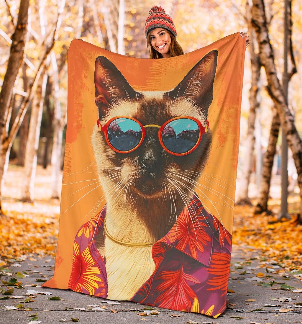 Burmese cat Blanket, Trippy Psychedelics Burmese cat Fleece Blanket, Burmese cat Throw Blanket, Burmese cat Gifts