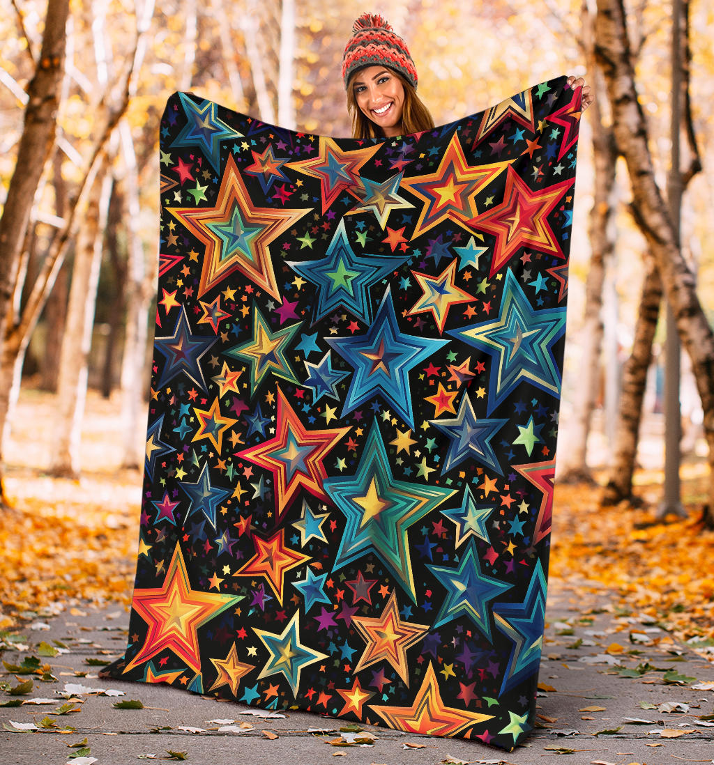 Stars Blanket, Trippy Psychedelics Stars Blanket, Stars Gifts, Flower Child Blanket