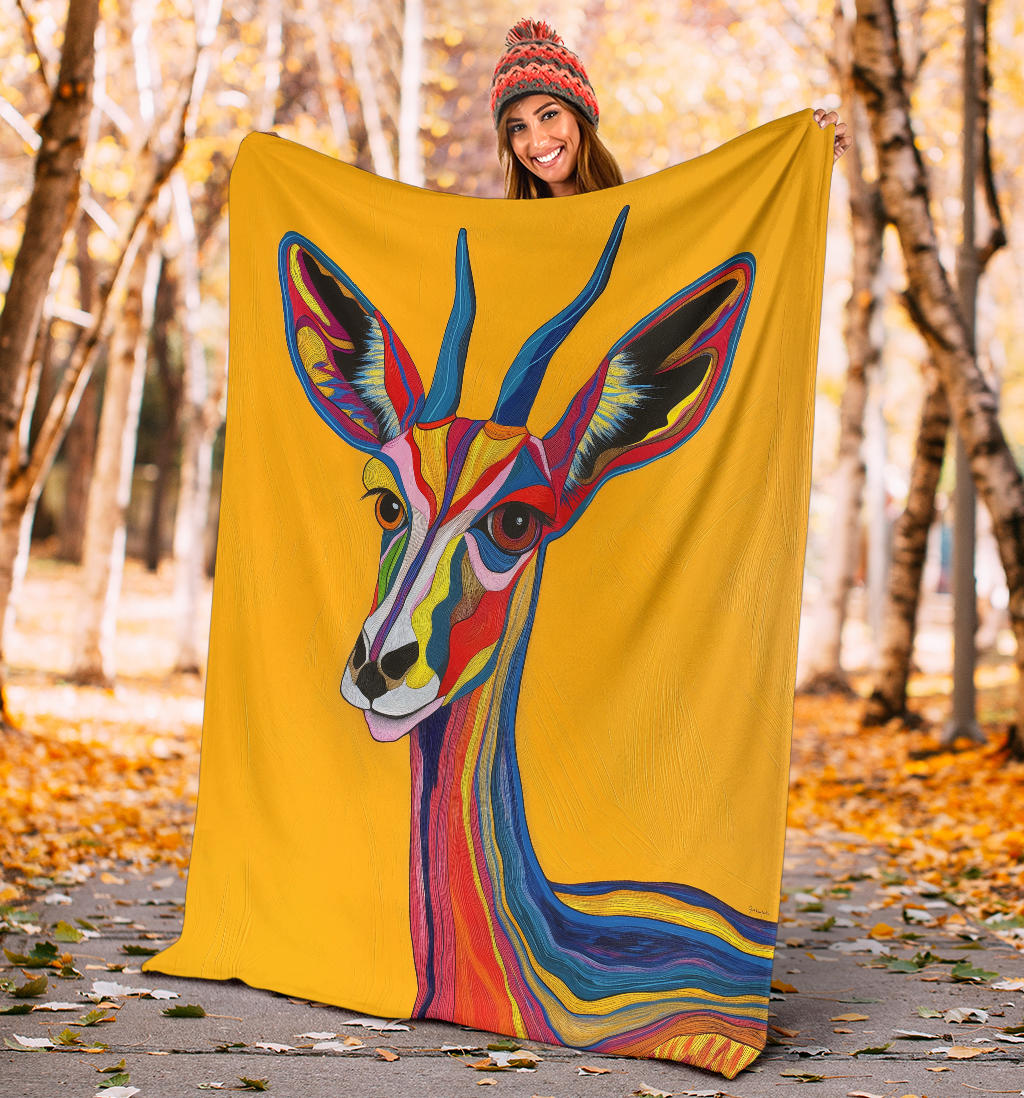 Gazelle animal Blanket, Trippy Psychedelics Gazelle animal Fleece Blanket, Gazelle animal Throw Blanket, Gazelle animal Gifts