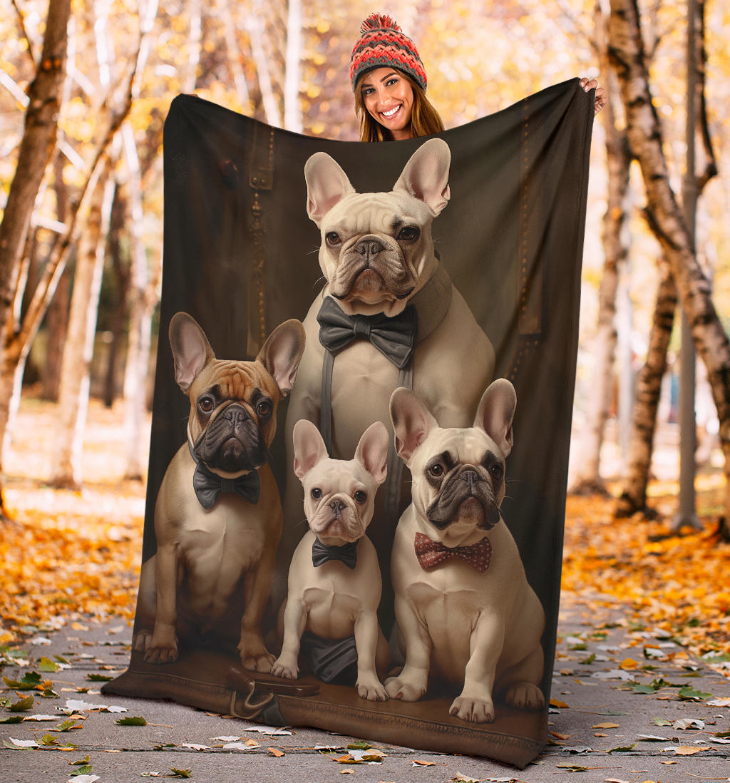 French Bulldog Family Blanket, French Bulldog Throw Blanket, French Bulldog Gifts, French Bulldog Fleece Blanket