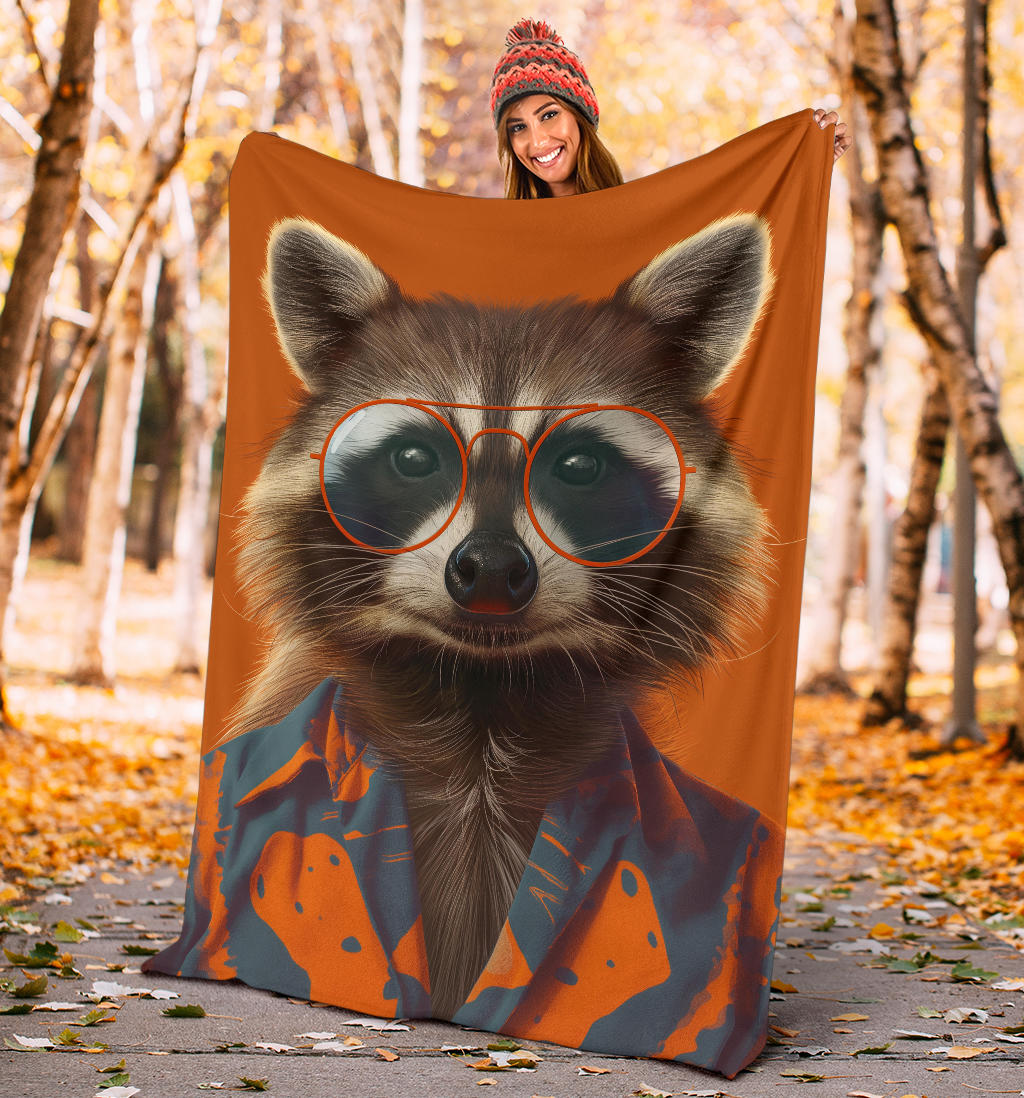 Raccoon Blanket, Trippy Psychedelics Raccoon Fleece Blanket, Raccoon Throw Blanket, Raccoon Gifts