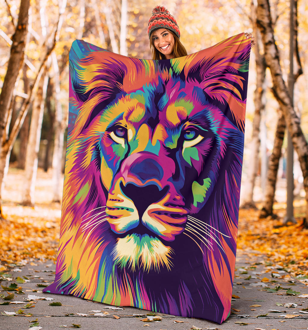 Lion Blanket, Trippy Psychedelics Lion Fleece Blanket, Lion Throw Blanket, Lion Gifts