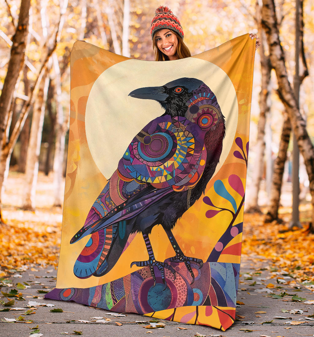 Crow bird Blanket, Trippy Psychedelics Crow bird Fleece Blanket, Crow bird Throw Blanket, Crow bird Gifts