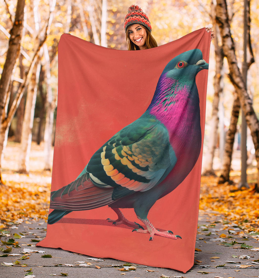 Pigeon Blanket, Trippy Psychedelics Pigeon Fleece Blanket, Pigeon Throw Blanket, Pigeon Gifts