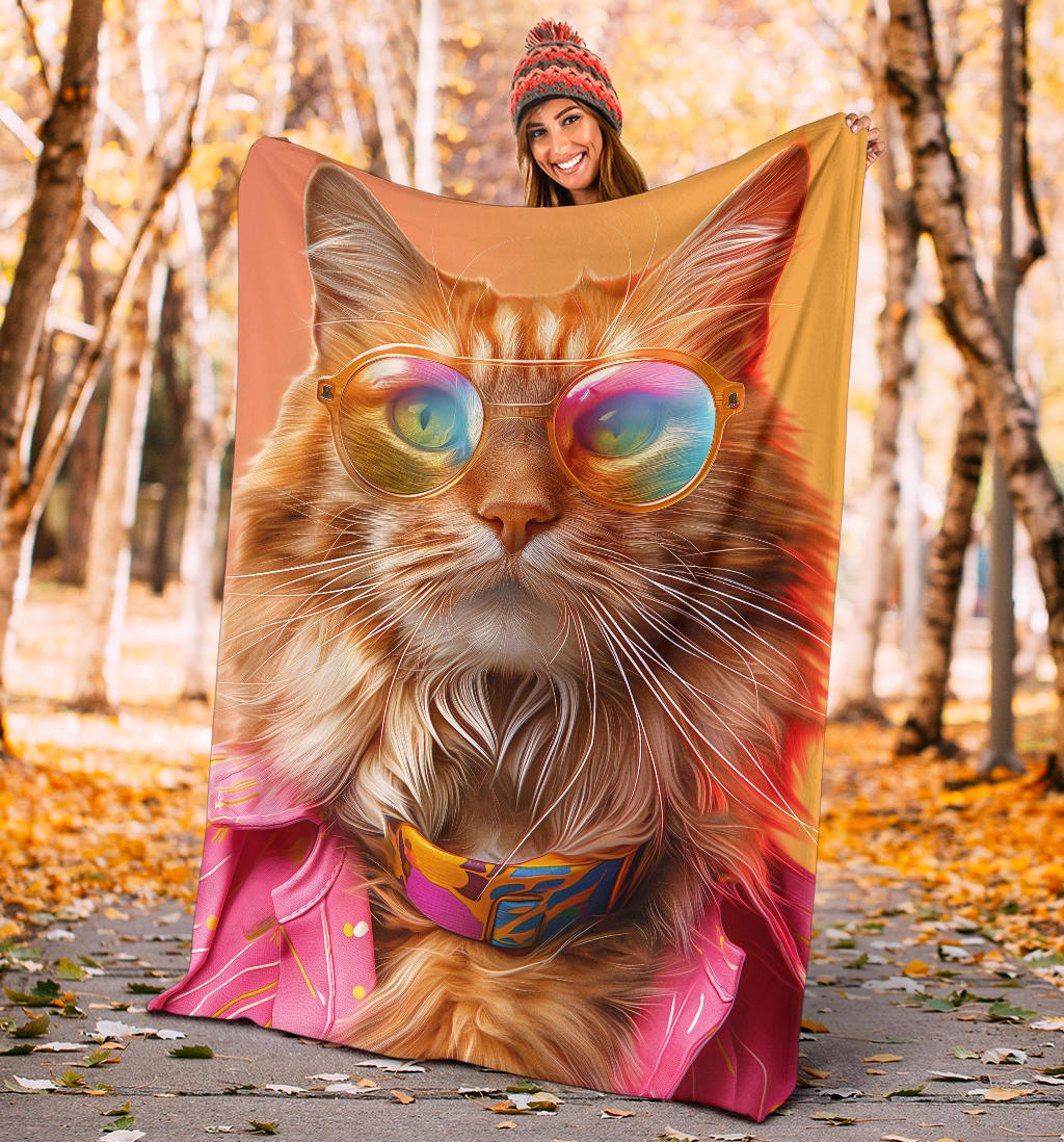 Maine Coon cat Blanket, Trippy Psychedelics Maine Coon cat Fleece Blanket, Maine Coon cat Throw Blanket, Maine Coon cat Gifts